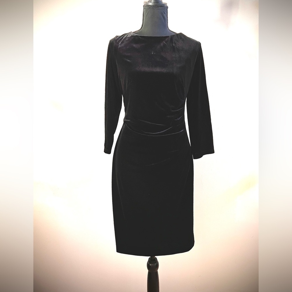 Anne Klein Black Velvet Long Sleeve Dress